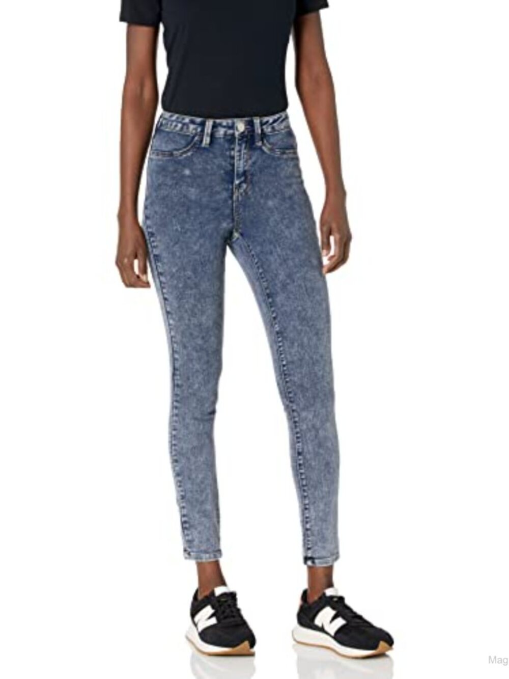High Rise Acid Wash Curvy Skinny Jeans Stretch Cotton Blend